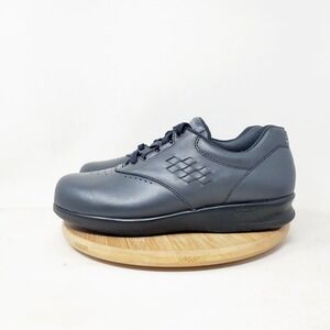 SAS Free Time Shoes Womens 6 W WIDE Grey Leather Lace Up Comfort Sneaker
